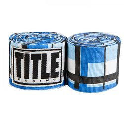 Боксерские бинты эластичные TITLE Boxing Semi-Elastic Mexican Blue Plaid (BSEMB, Синий)